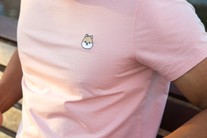 Soba the Shiba Embroidery Tee (Pastel Pink) - The Lab